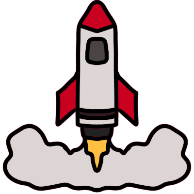 a launching rocket with a white exhaust cloud.